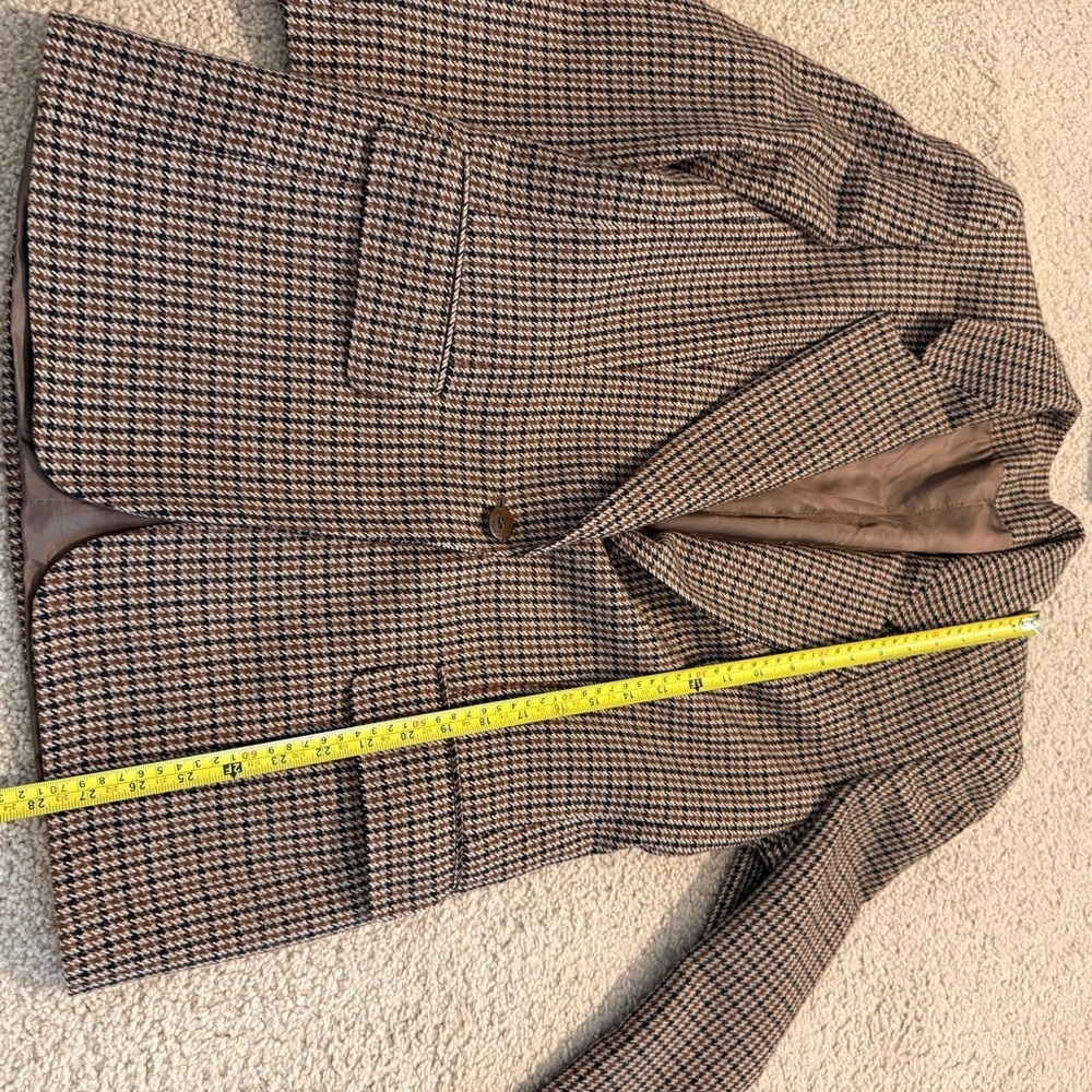 Vintage Burberrys Wool Tweed Blazer | Brown Houndstooth | Tailored Fit | Size 8 - Picture 7 of 12